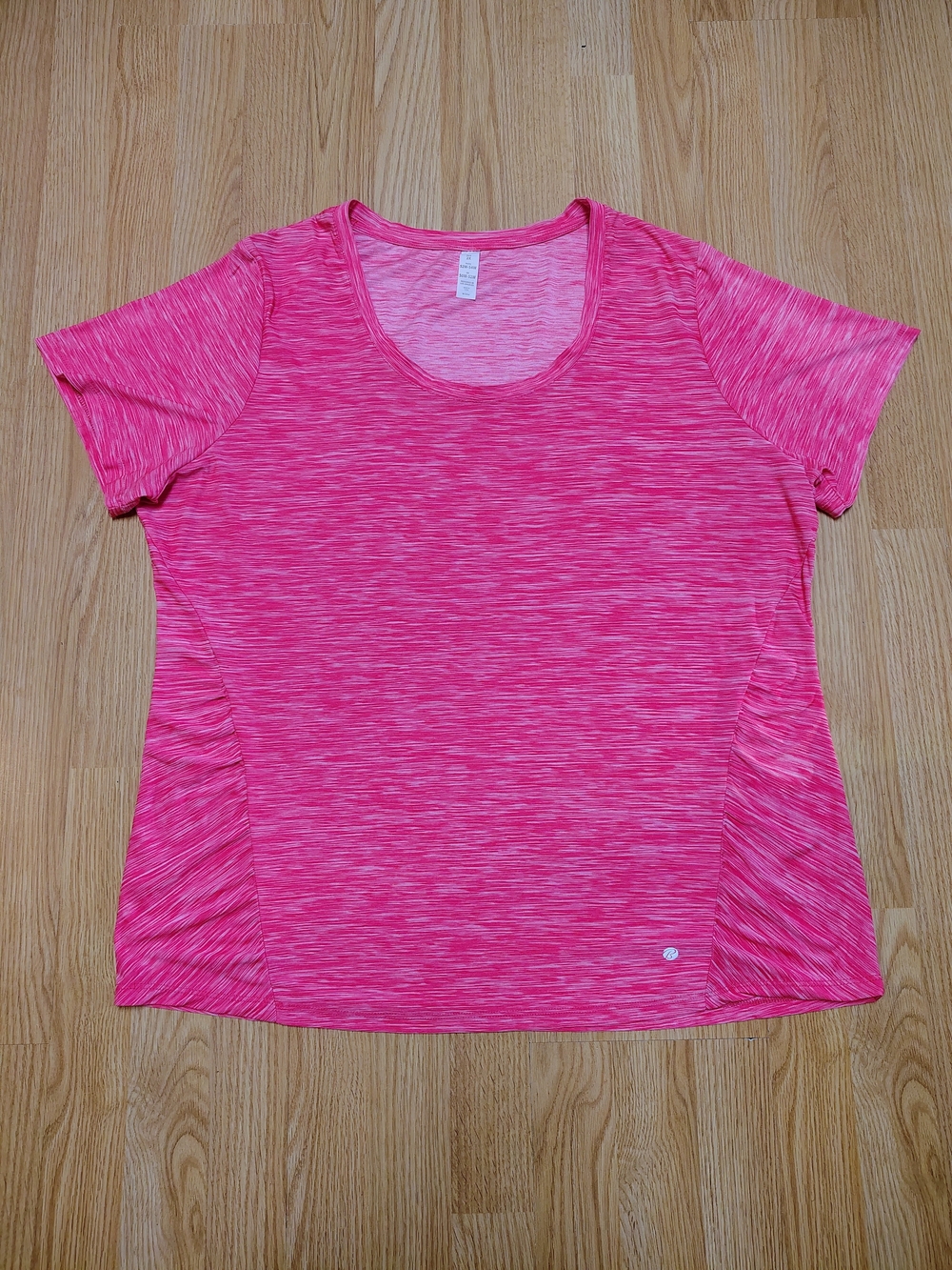 Bally Total Fitness,Women's Pink Heathered Short Sleeve Performance Tee, Size 2x